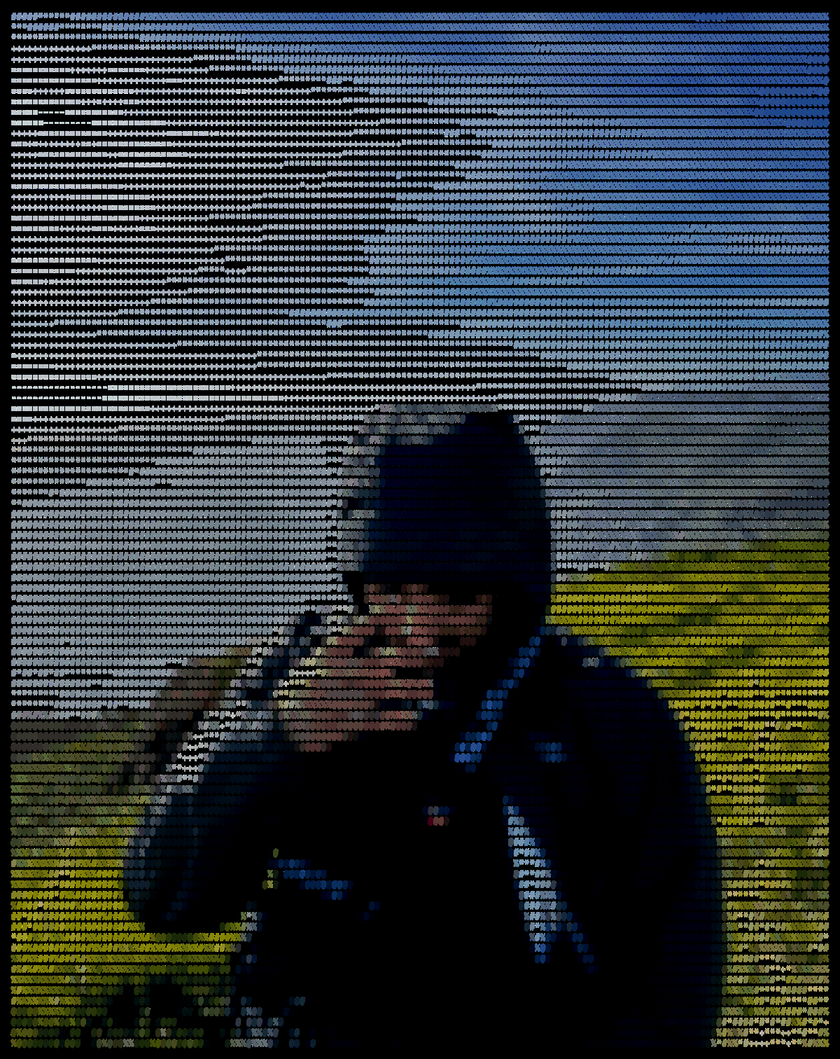 Color ASCII art portrait of Alyan Anwar
