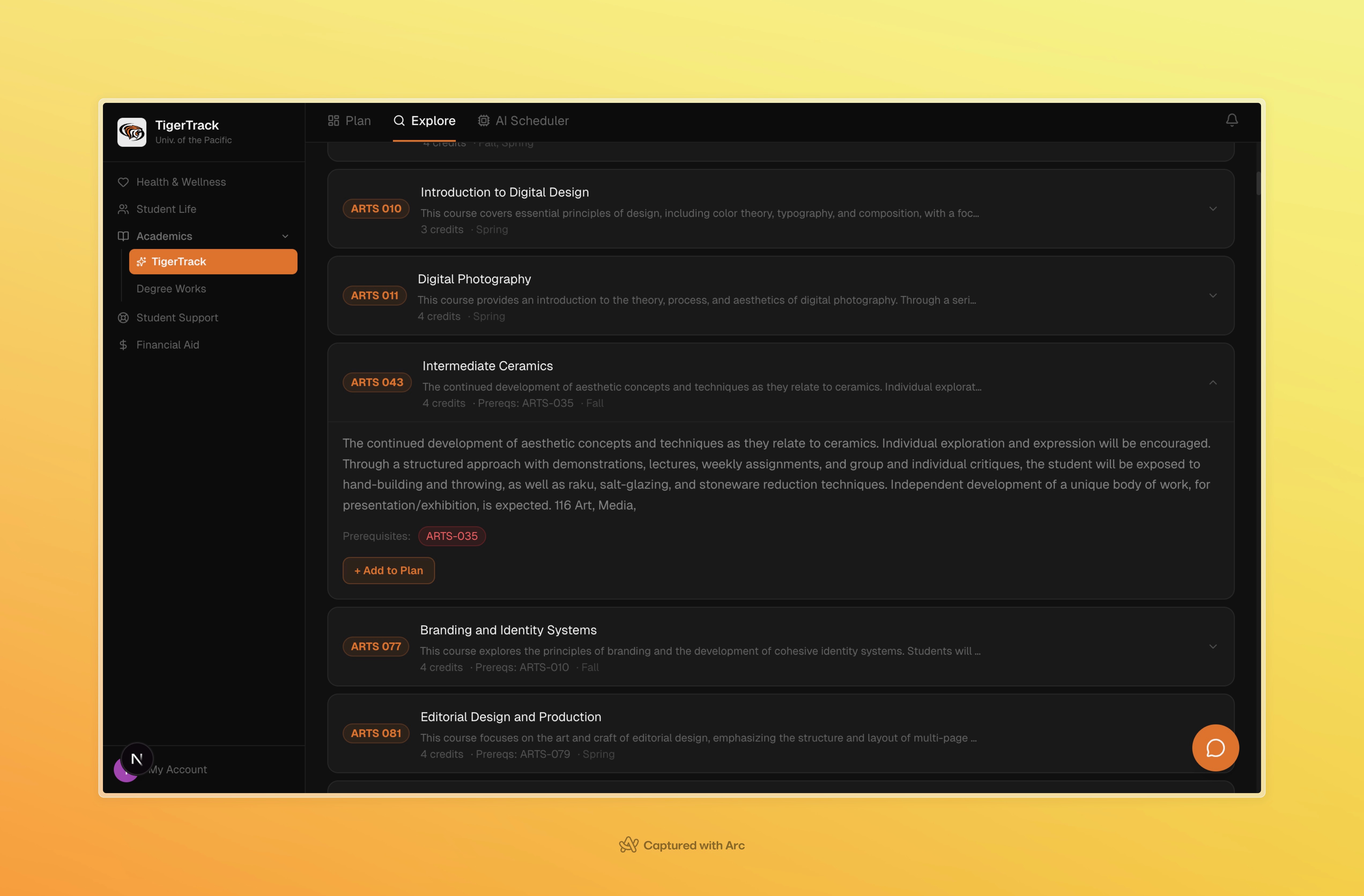 TigerTrack — degree progress view